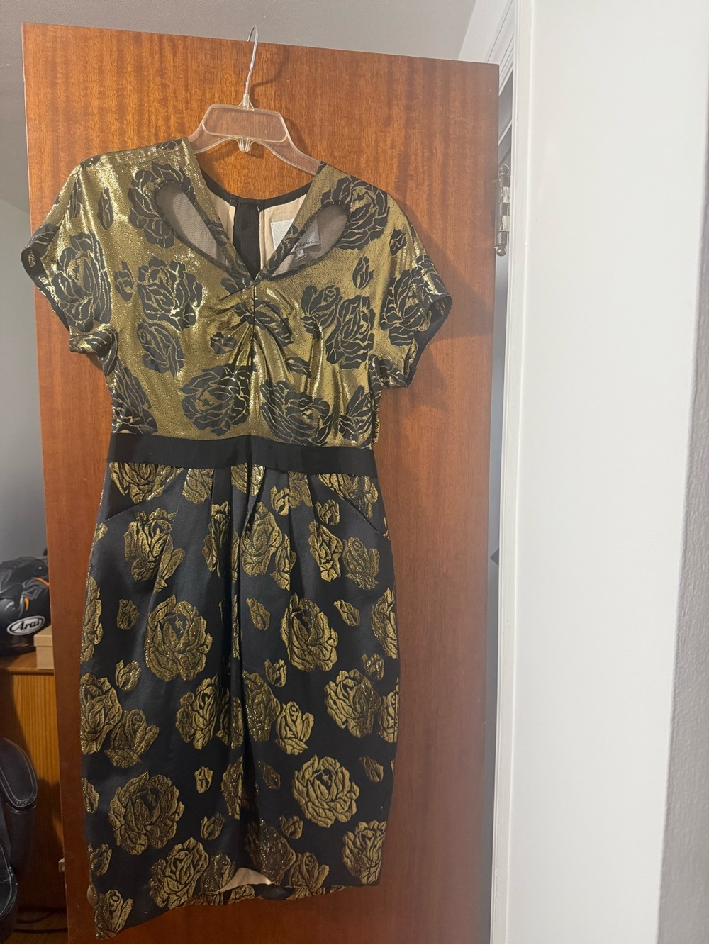 3.1 Phillip Lim Black and Gold Floral Midi Dress